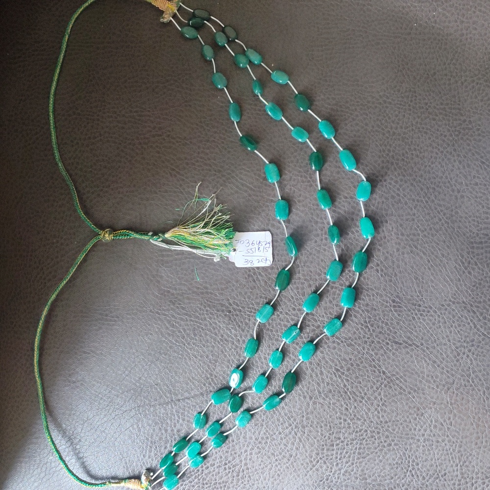 3strand emerald necklace Columbian emerald